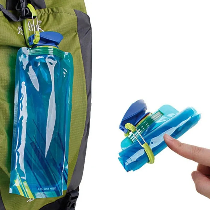 Bouteilles d'eau pliables de 700ml, flexibles et réutilisables, pour voyage et Camping