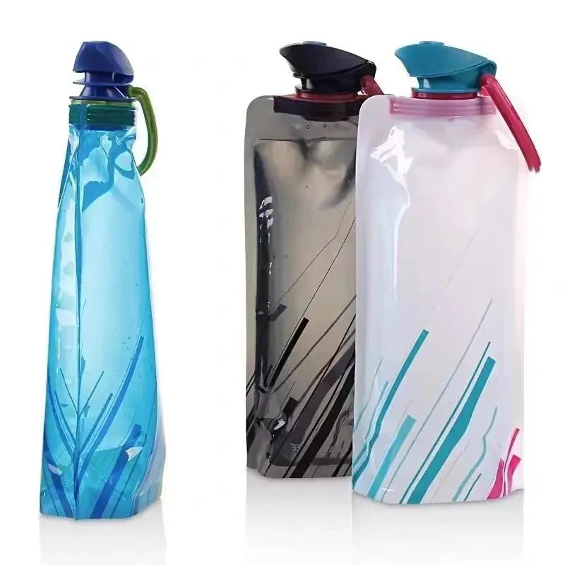 Bouteilles d'eau pliables de 700ml, flexibles et réutilisables, pour voyage et Camping