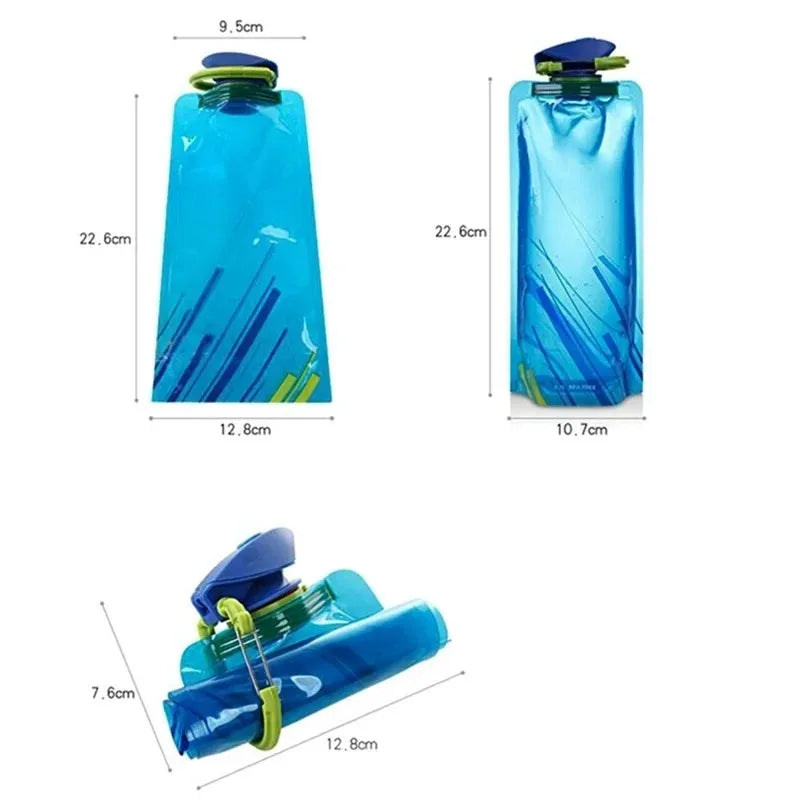 Bouteilles d'eau pliables de 700ml, flexibles et réutilisables, pour voyage et Camping