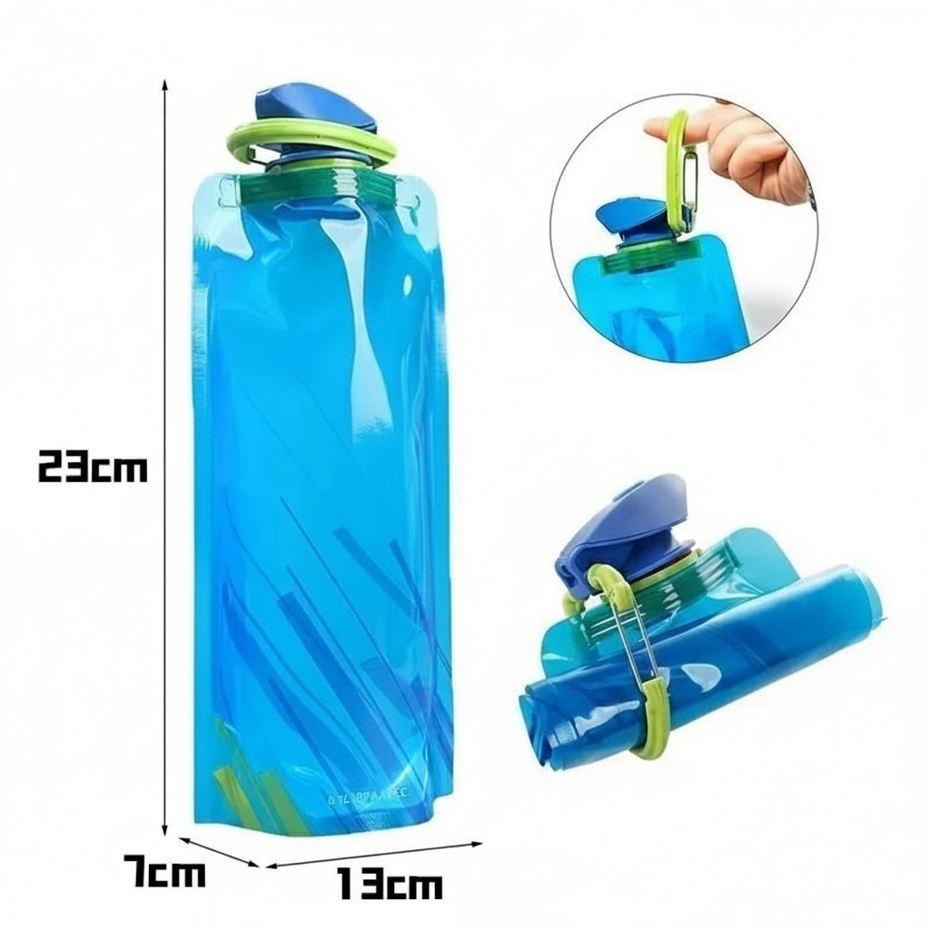 Bouteilles d'eau pliables de 700ml, flexibles et réutilisables, pour voyage et Camping