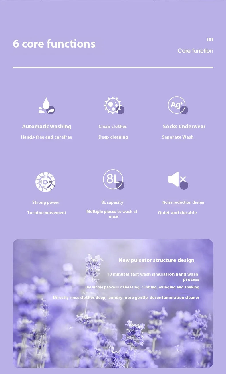 Machine à laver pliable Portable 8l