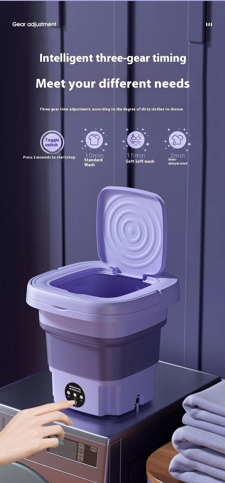 Machine à laver pliable Portable 8l